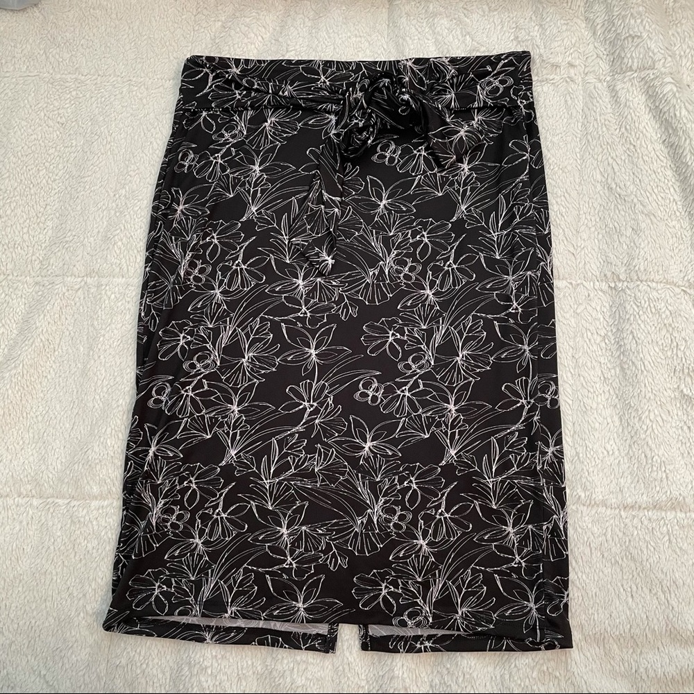 Halogen Black Floral Print Skirt